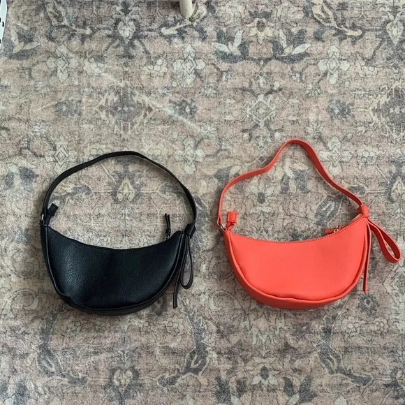 Stylish Black and Coral Handbag Set - Picture 1 of 6